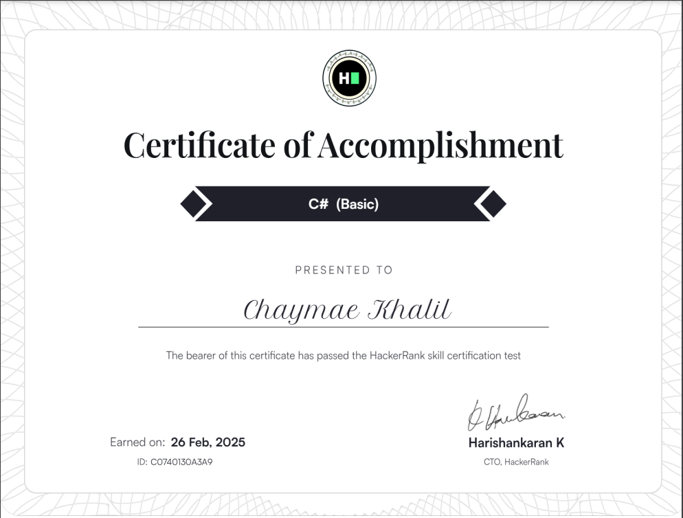 C# Basic Certification